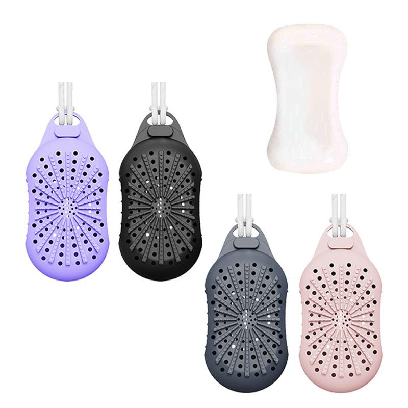 Silikon Seifensäckchen Sparsäckchen mit Kordel zum Peelen Duschschrubber Bademassage Doppelseitiges Texturdesign Badewaschen