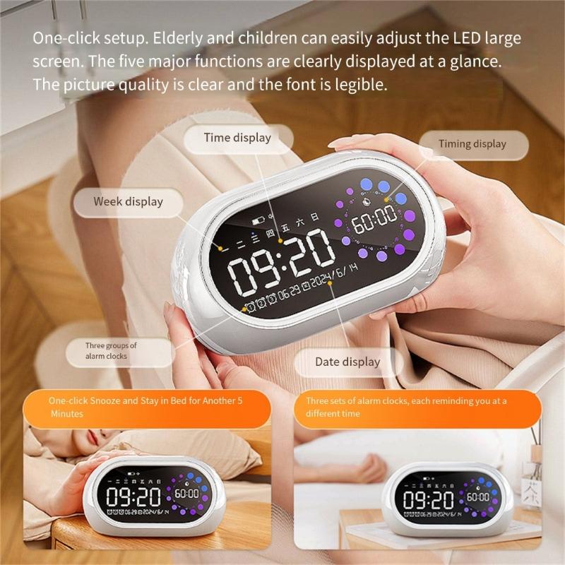 Intelligent Digital Alarm Clock Extra Loud Alarm Rechargeable LED Display Timer For Deep Sleepers Contemporary Design