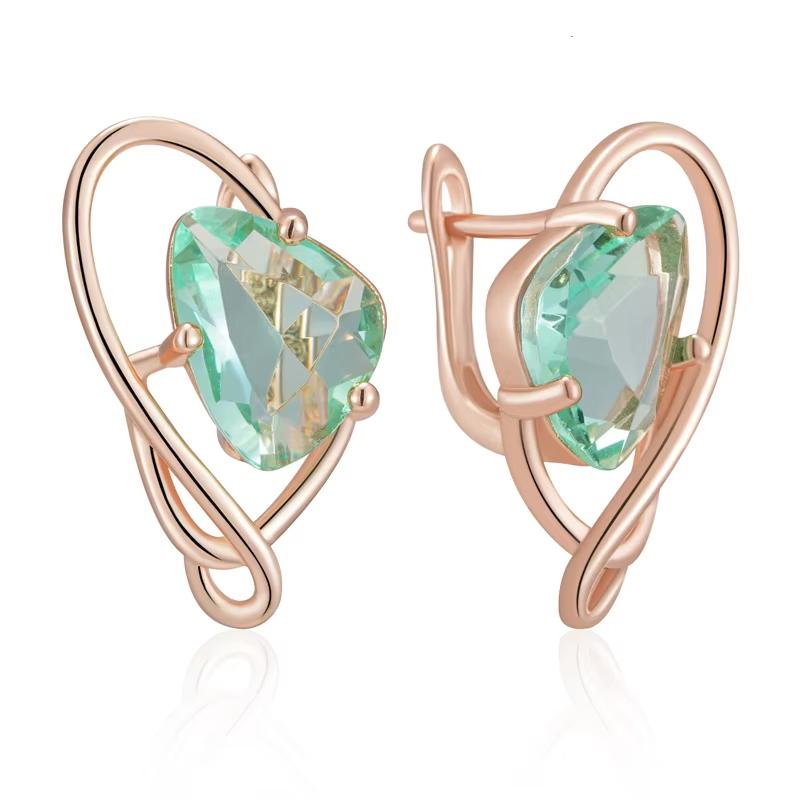 

Уникальные серьги-капли из светло-зеленого циркона для женщин, золотистая бижутерия для костюма зелёный