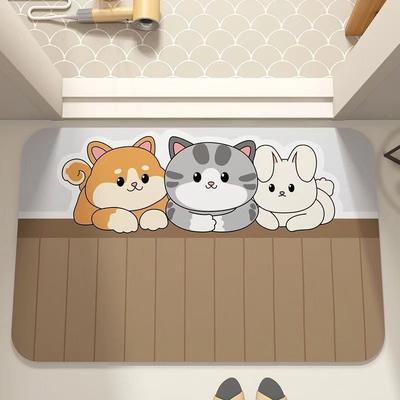 Weiche Kieselgur-Bodenmatte mit Feuchtigkeitsableitung Anime-Badezimmer-Bodenmatte Haustür-Matte Badezimmer-Fußmatte Einfach zu handhaben