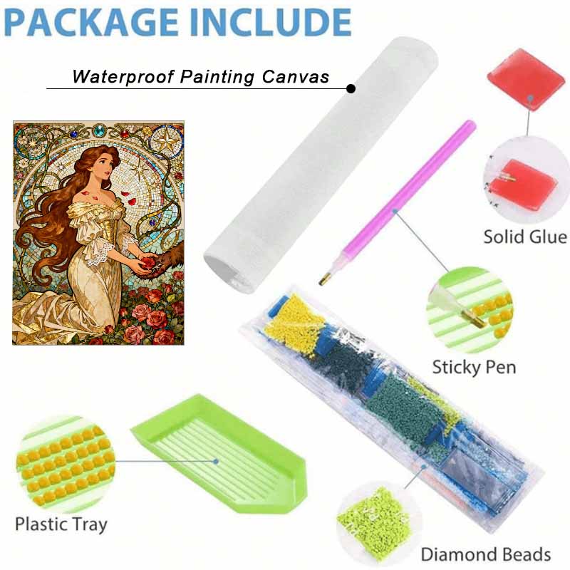 Disney 5d diamond painting, Beauty and the Beast diamond art painting diy handmade sticker gift, home decoration painting