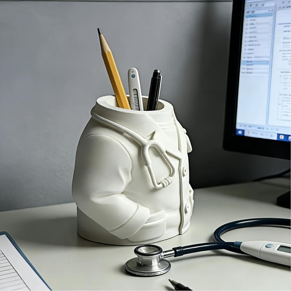 1pc Medical-Themed Doctor's Coat & Stethoscope Pen Holder Organizer,Suitable for Medical Students,Healthcare Office Desk Decor