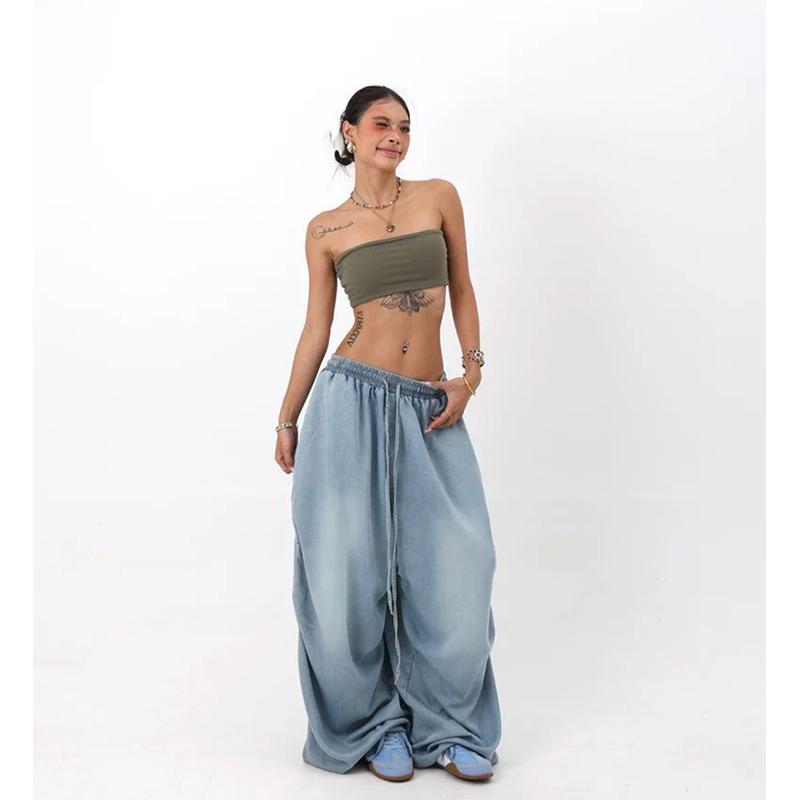 Y2K Oversized Cargo Jeans Women Streetwear Hip Hop Wide Leg Denim Pants Fashion Harajuku Grunge Baggy Casual Trousers New