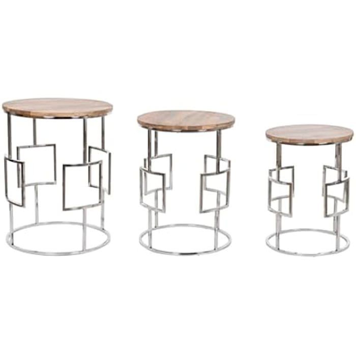 Tables - HOME ESPRIT - Lot De 3 - Marron - Bois - 49,5 X 49,5 X 62 Cm