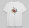 Women's Classic T-Shirt Hand Painted Rainbow Bouquet Vase Design Oversize Tee