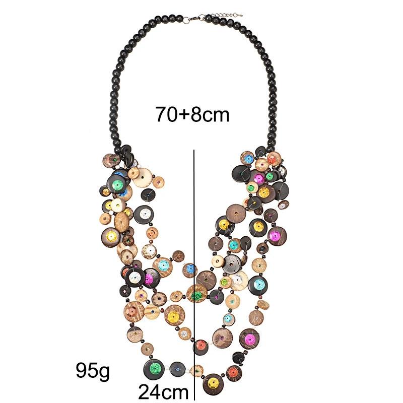 Bohemian Ethnic Necklace Women's Black Wood Bead Chain Retro Personality Long Necklace Handmade Jewelry Collar