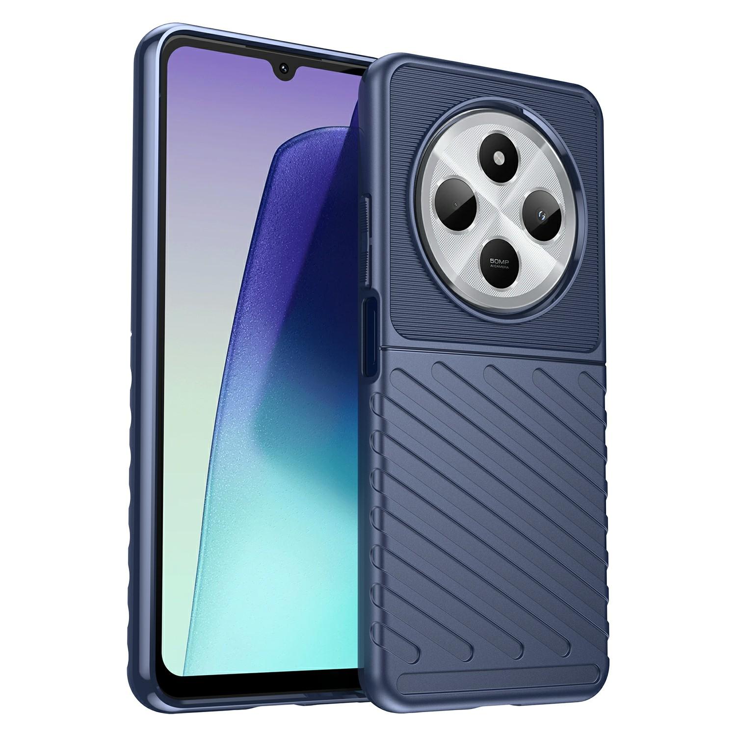 

For Xiaomi Poco C75 4G/Redmi 14R 5G/14C 4G Case Twill Texture TPU Shockproof Protective Phone Cover Blue