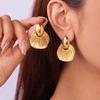 Vintage Gold Color Irregular Geometric Earrings For Women Stainless Steel Ginkgo Leaf Love Heart Shaped Earring Party Jewelry
