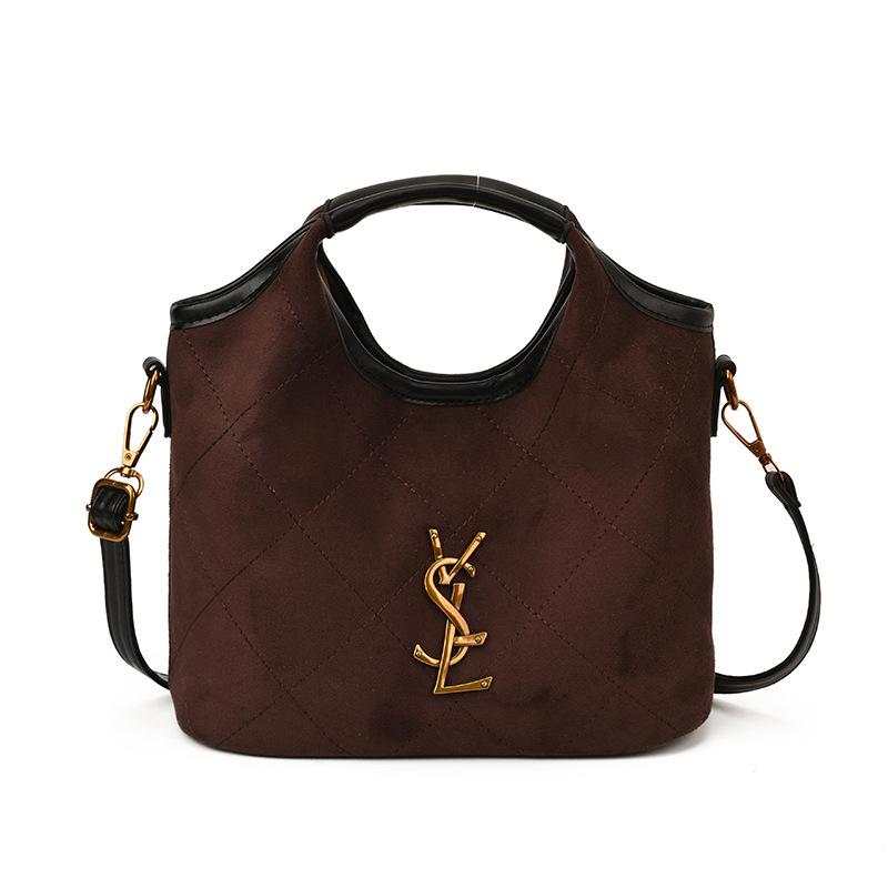 Korean ins premium bucket bag niche design handbag rhombus embroidery thread large capacity chain shoulder messenger bag