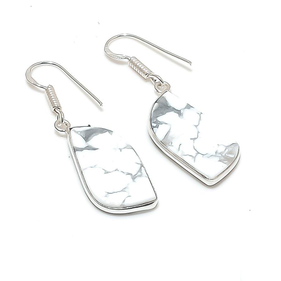Natural Howlite Jasper Gemstone 925 Sterling Silver Jewelry Earring 1.73  AE-12335