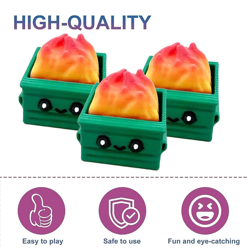 3Pcs Dumpster Fire Clickie Fidget Emotional Support Office Desk Decor Keyboard Fidget Clicker Fidget Keychain Fidget Toy