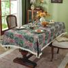 Retro Polyester Cotton Color Woven Jacquard Ethnic Plant Fringed Tablecloth Rectangular Coffee Table Tablecloth Dining Table Cloth