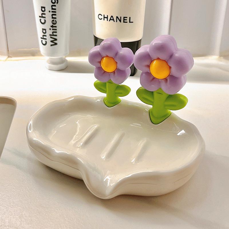 

Мила мильниця у формі квітки, високоякісна, для домашнього використання у ванній кімнаті з дренажем, портативна для подорожей фіолетовий