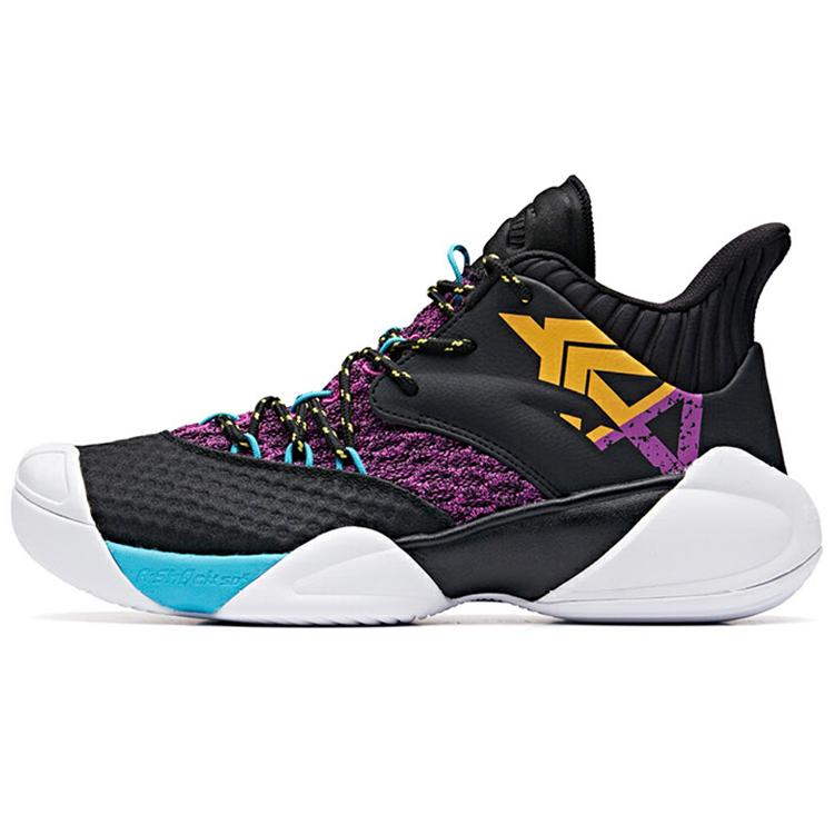 New Anta ENDLESS FIRE Shock Absorbers Slip Resistant Abrasion Resistant Mid Top Basketball Shoes Men's Yellow Purple 11931605-1