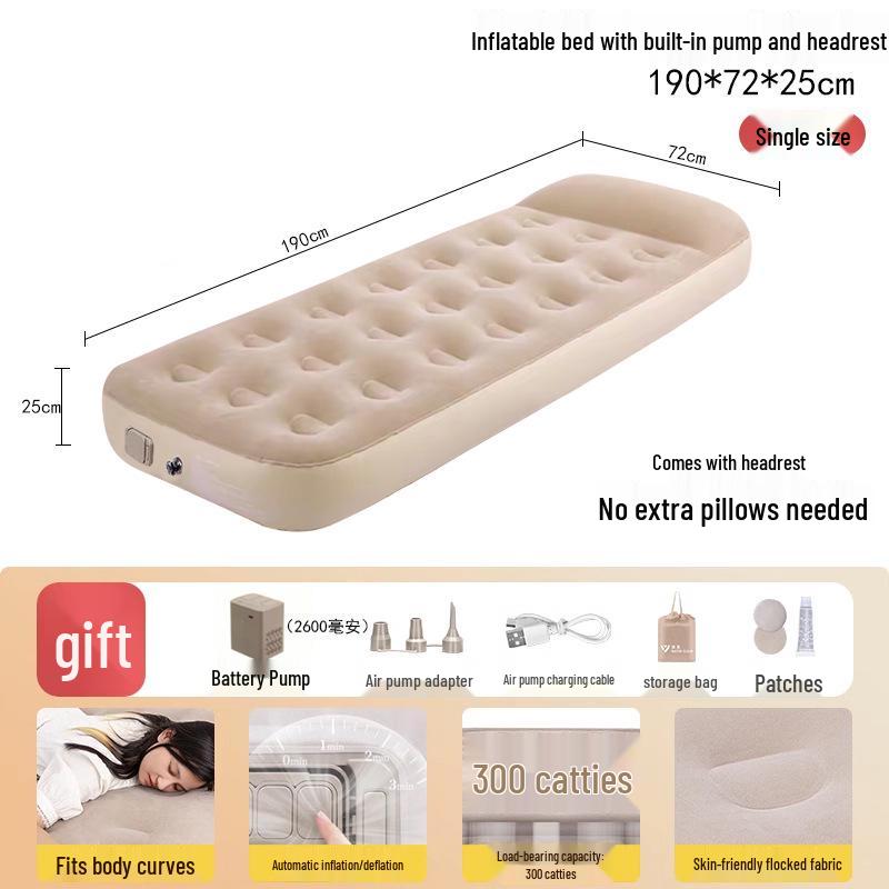 Thickened Self-Inflating Portable Air Mattress for Outdoor Camping and Hiking