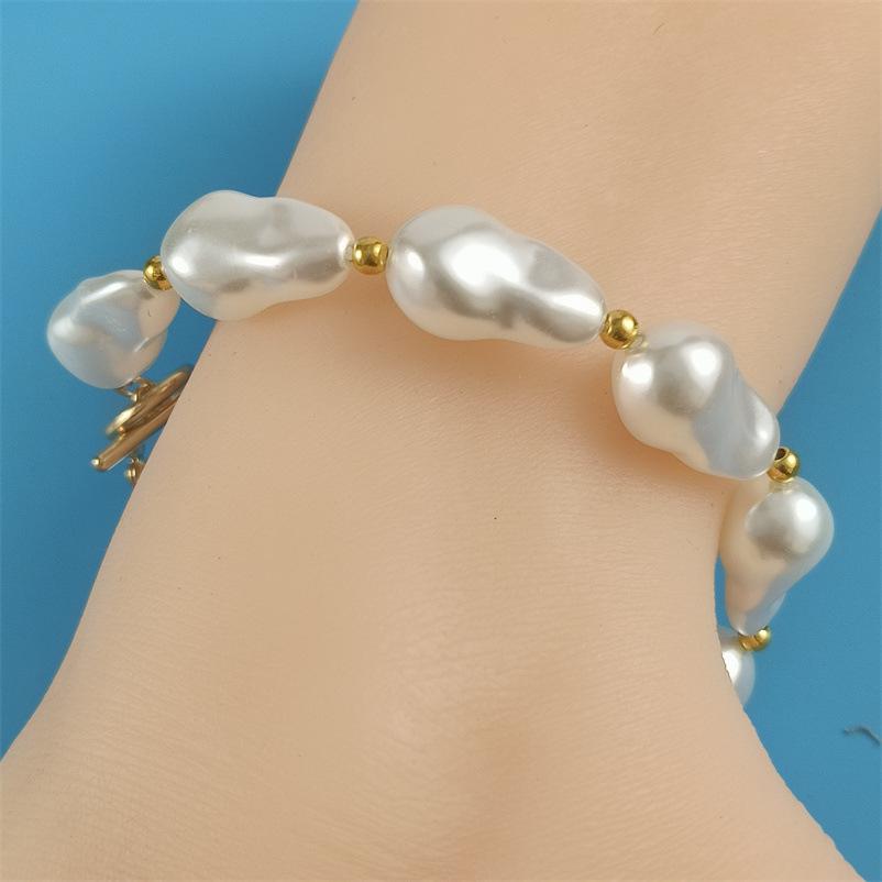 Versatile French-Style Choker: Irregular Pearl Necklace with OT Buckle for Women