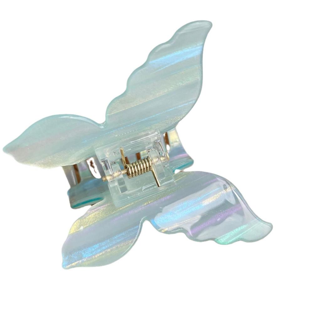 Iridescent 3D Butterfly Claw Clip: Korean Style Acetate Hair Accessory for Half Updo