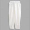 Cotton and Linen Nine Cropped Pants Beach Pants Pocket Drawstring Elastic Waist Solid Color Comfortable and Breathable  Men’s Casual Pants