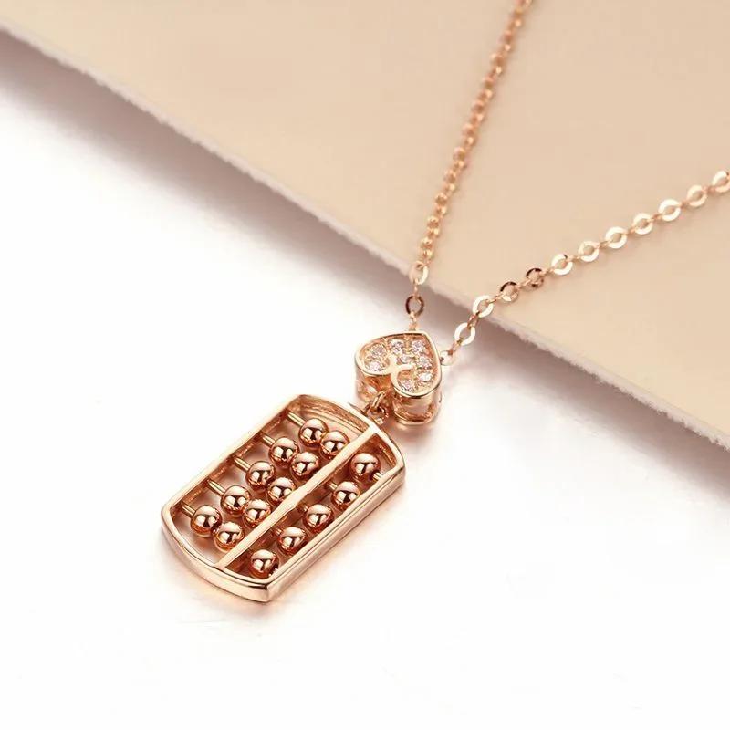 

Покрытое медью розовое золото ярко сияет Винтажное ожерелье в китайском стиле Подвеска в форме абака в виде сердца Цепочка для ключиц Вечеринка Циркон 45cm