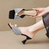 Half Slippers for Women's Outward Wear 2026 Summer New Fashion and Versatile Pearl Temperament Mid-stiletto Open-toe Cool Drag