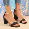 Ladies Shoes on Offer 2025 Cover Heel Women's Sandals Fashion Buckle Strap Office and Career Summer New Plus Size Heeled Sandals