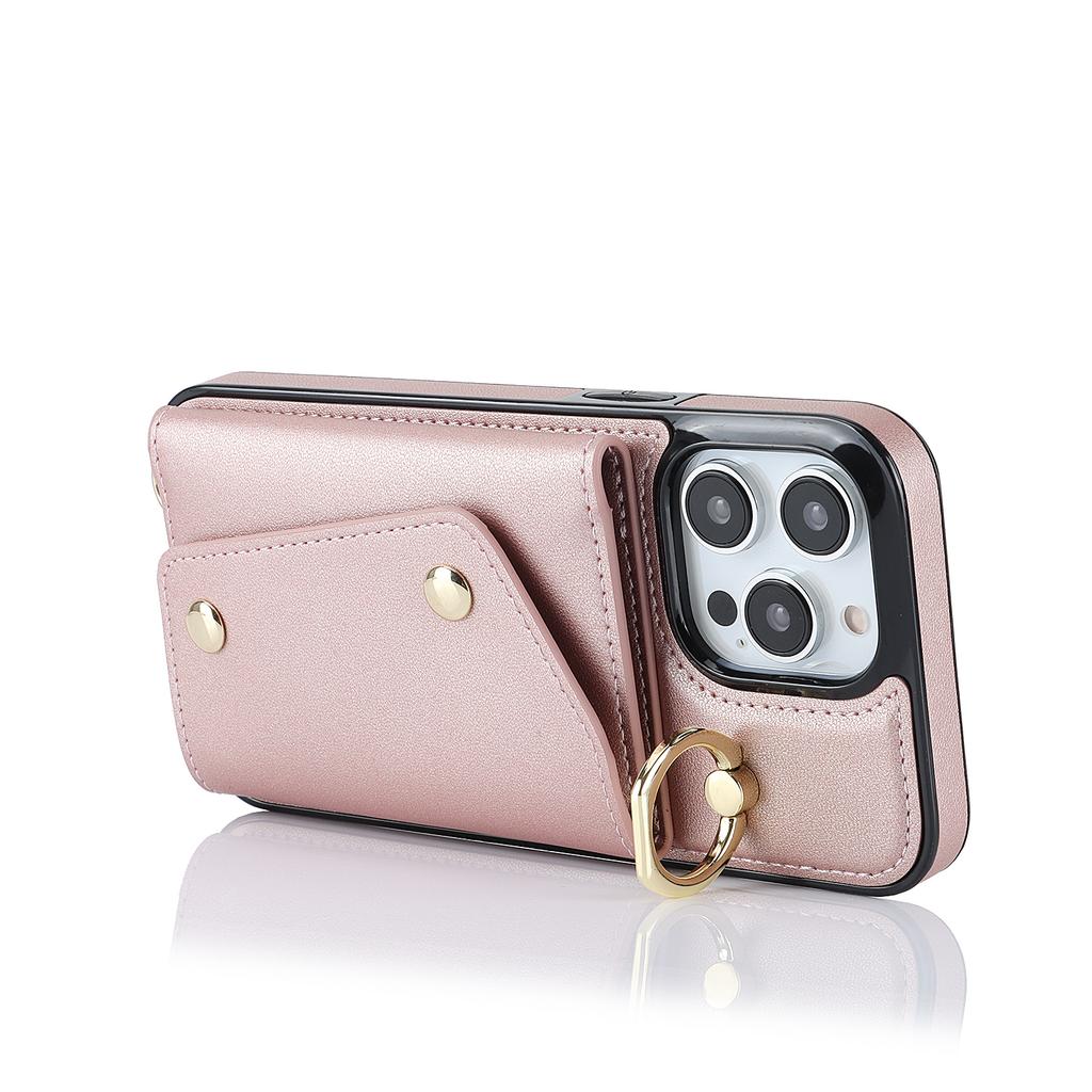 Zipper Crossbody Cards Solt Wallet Leather Case For iPhone 14 15 Pro Max 13 12 11 XR XS 7 8 Plus Ring Holder Strap Purse Cover