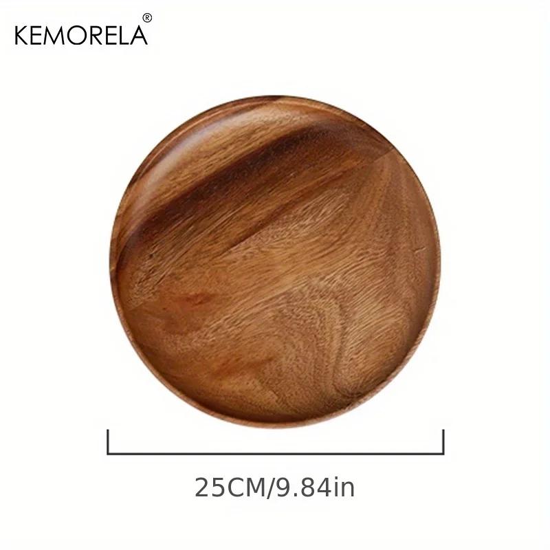 1 Piece of Natural Whole Wood South American Walnut Circular Handmade Plate, Round Sushi Plate, Dessert Fruit Bread Tableware