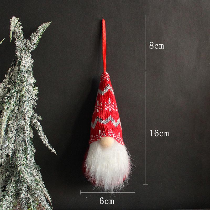 Gestrickter Weihnachtsgnom-Anhänger aus Wolle - Kleine gesichtslose Puppe zur Baumdekoration