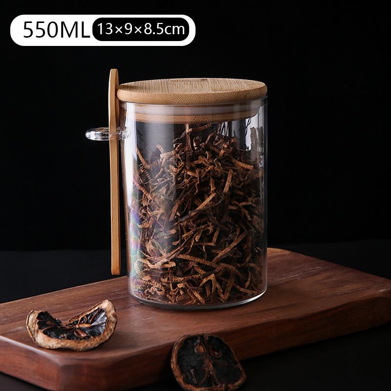 200/550/700ML Airtight Spice Jars with Lids Spoons Transparent Food Storage Containers Kitchen Organizer Pantry Supplies