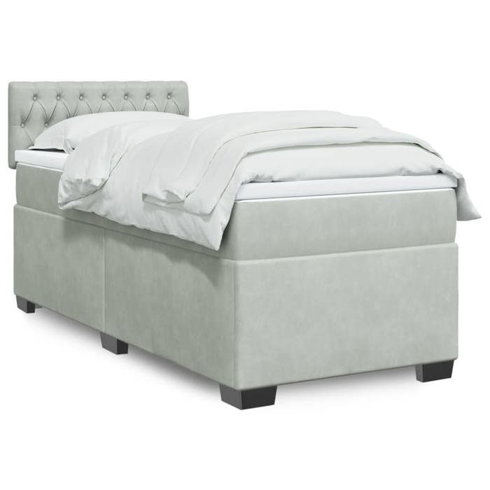 VidaXL Slatted Bed Base and Mattress Light Grey 90x190 Cm Velvet, Bed, Platform Bed, Panel Bed, Furniture of 3286192