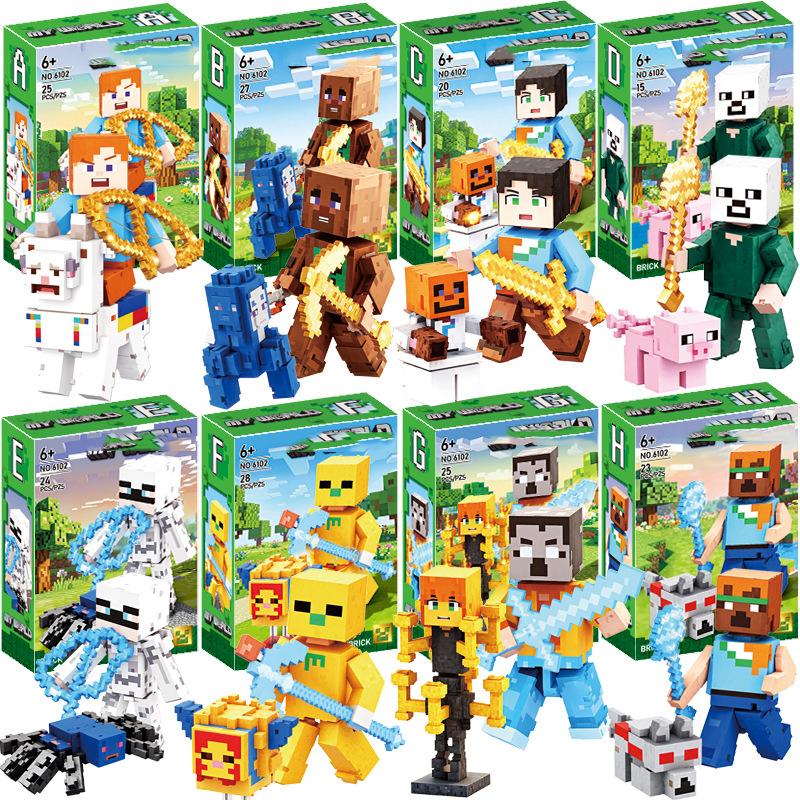 MC World Building Blocks Minifigures 29 Pack Iron Golem Animals House Building Toy Set for Boys