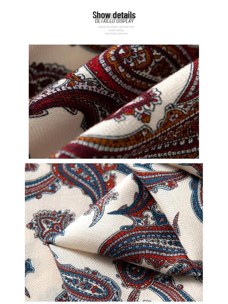 Women's Elegant Double-Sided Silk Wool Scarf - Light Luxury Shawl for Gift or Sun Protection