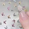 10pcs Mini 4*5mm Crystal Butterfly Nail Art Charms 3D Diamond Jewelry Parts Pink Clear Metal Manicure Decoation Rhinestones Gems