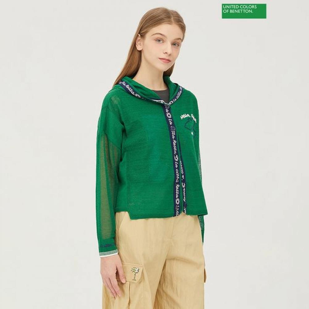 

[Benetton] Benetton Lettering Color Hooded Knit Cardigan Bakca7531 GN_green/OS