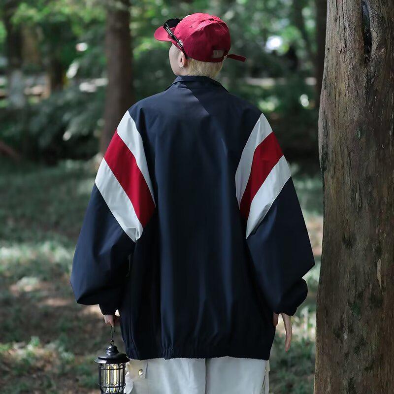 Herren Retro Japanischer Stil Bergjacke, Lockerer Schnitt, Trendiger Outdoor Stehkragen.