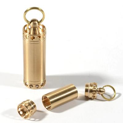 Caja de pastillas impermeable de latón para exteriores, botella con sello, herramienta de primeros auxilios para acampar, 1 Uds.