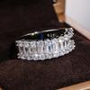 Modische Damenringe Sterling Silber Quadrat Zirkonia Zweireihig Eingelegt Zirkonia Ringe für Frauen Anillos Mujer