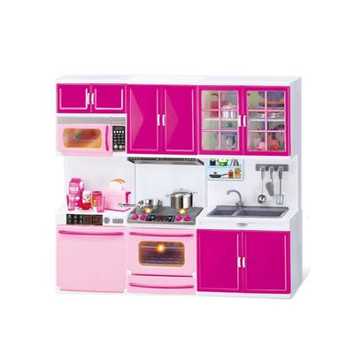 Simulation Kitchen Cabinets Set Children Pretend Play Cooking Tools Mini Dolls Tableware Suits