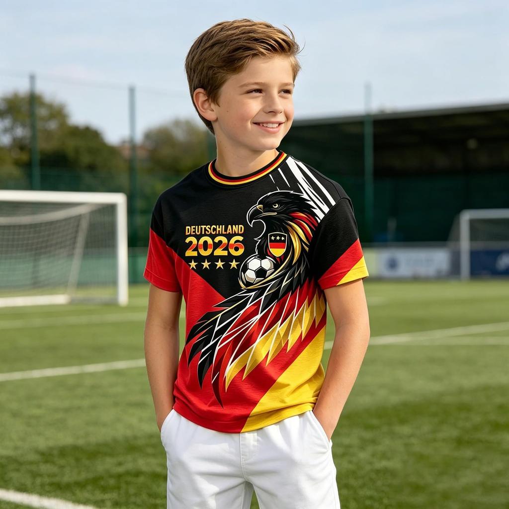 Kids Vintage Style Soccer Jersey Short Sleeve T-Shirt Lightweight Breathable Fabric Comfortable Fit Suitable for Casual Wear and Sports