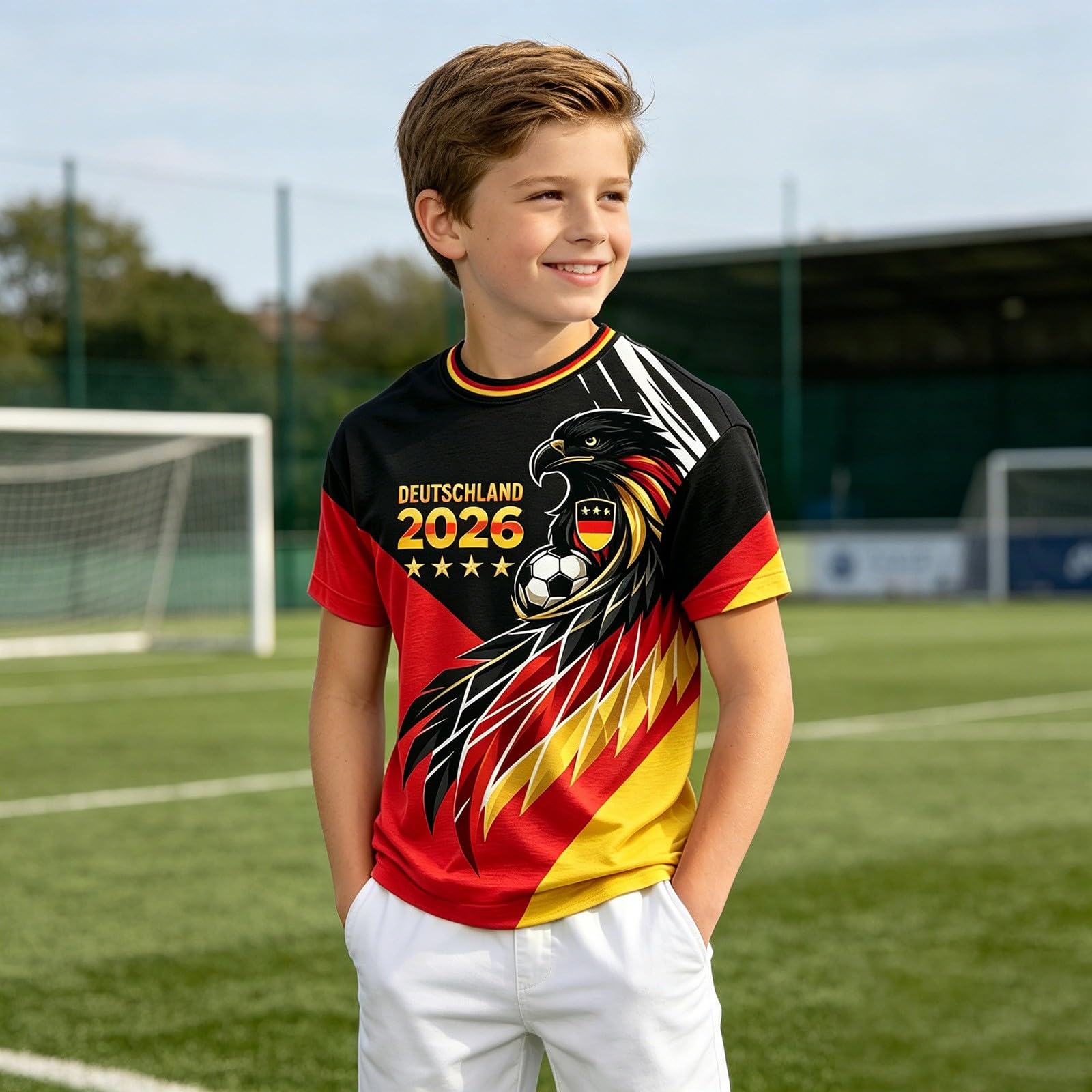 Kids Retro Soccer T-Shirt, Vintage Design, Short Sleeve 160