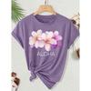Spring and Summer Women's Short Sleeves T T-shirt Gift Plumeria Flower ALOHA Patterned Print, Round Neck, Casual Style, Loose Fit, Plus Size T Shirt