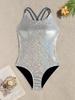Women's Sexy Slimming One-Piece Swimsuit, Black Lace-Up Design, Conceals Belly, Large Bust, Hot Spring Style.