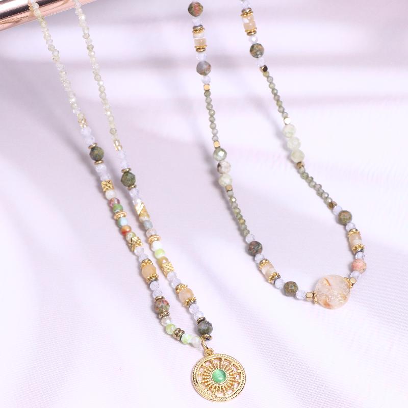 Small Fresh Natural Stone Bead Necklace Jewelry Women'S Stacked Clavicle Chain Trendy Accessories For Young Girls