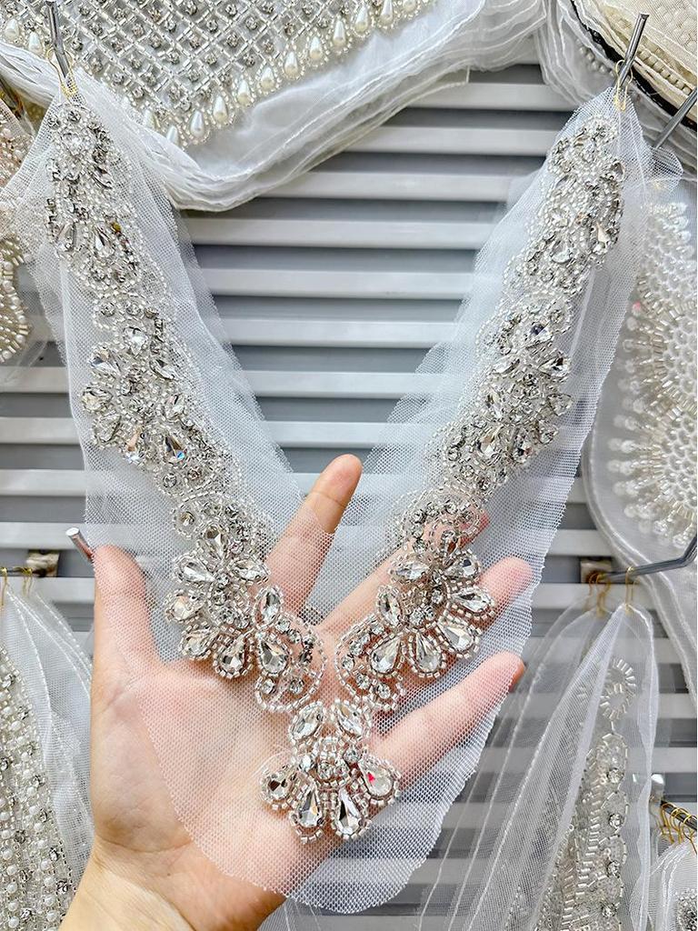 V-Neck Floral Beaded Lace Mesh Lingerie Dress Sweater