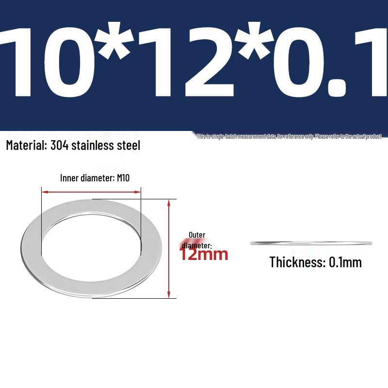 304 Stainless Steel Ultra-Thin Flat Washers - Available in Thickness: 0.1mm, 0.2mm, 0.3mm, 0.5mm