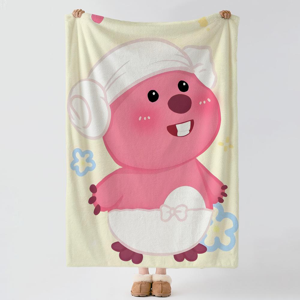 Character LLoopy Throw Soft Warm Flannel Blanket Multiuse Throw for Bed Sofa Office Air Conditioning Nap Blanket