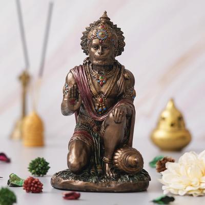 Złota żywiczna murti Hanuman Ji dla błogosławieństwa Idol Pana Hanumana na deskę rozdzielczą samochodu, do domu, biura Statuetka Hanumana Prezent na Diwali Hanuman Jayanti Ram Navami