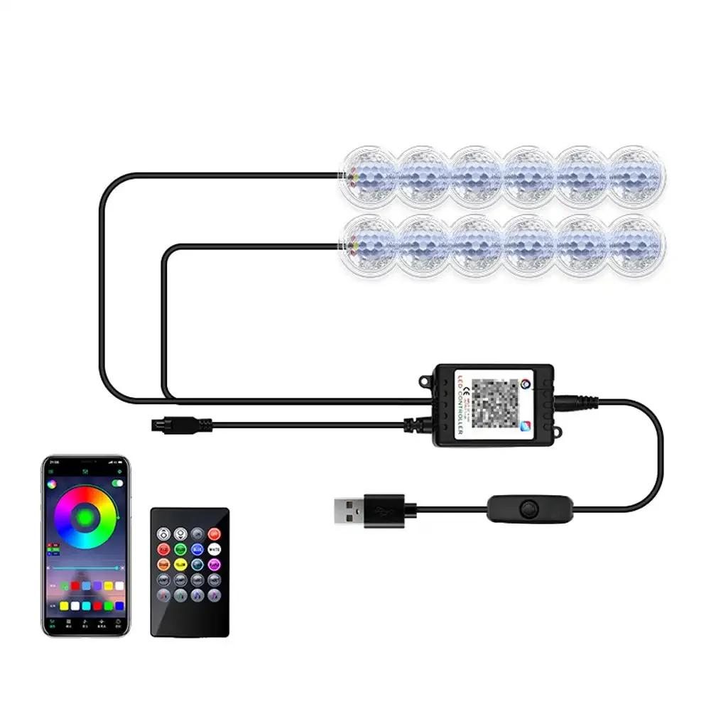 12 LED Car Interior Ambient Foot Light USB / Cigarette lighter LED Atmosphere Decorative Lamp LED Foot Light Kit Car Accessories