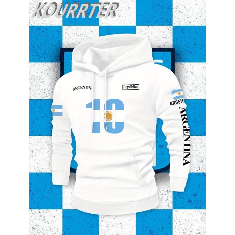 Men s hooded sweatshirt printed with Argentina flag trendy pattern M