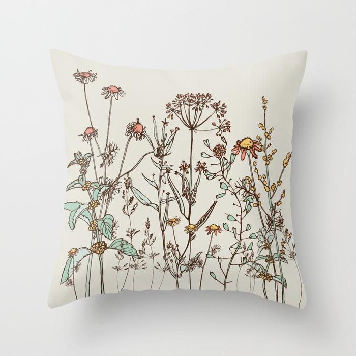 New Flower Plant Peach Velvet Pillow Case Sofa Pillow Car Cushion